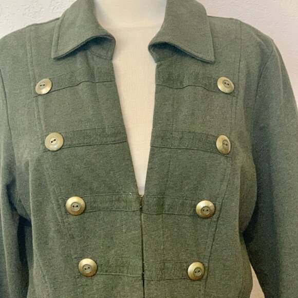 CABi Military style jacket Womens SZ M - All cotton - Pockets Metal button decor - Picture 2 of 4